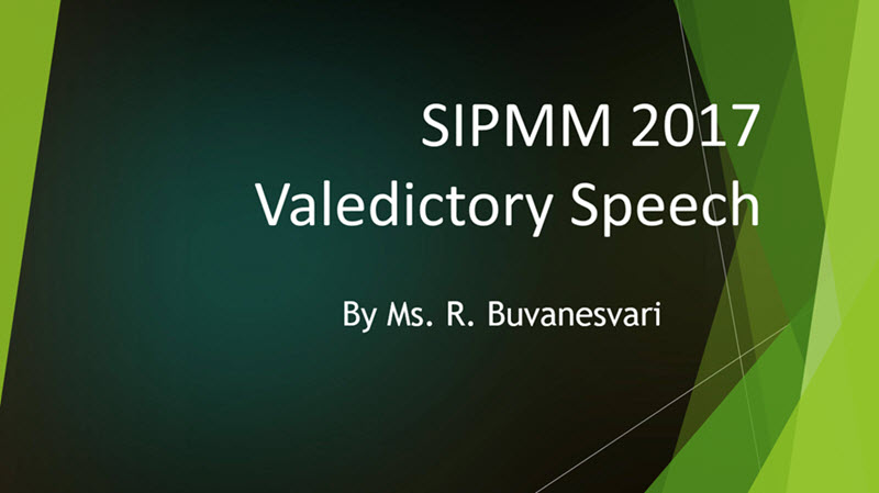 Valedictory Speech by R. Buvanesvari
