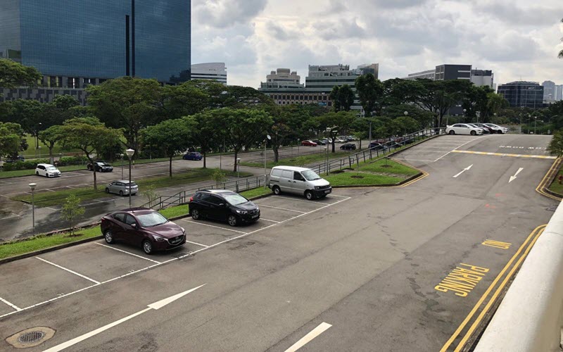 Right side Carpark of Trade Association Hub (TA Hub) Jurong Town Hall
