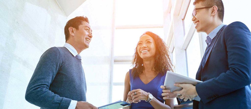Professionals connected in a business network