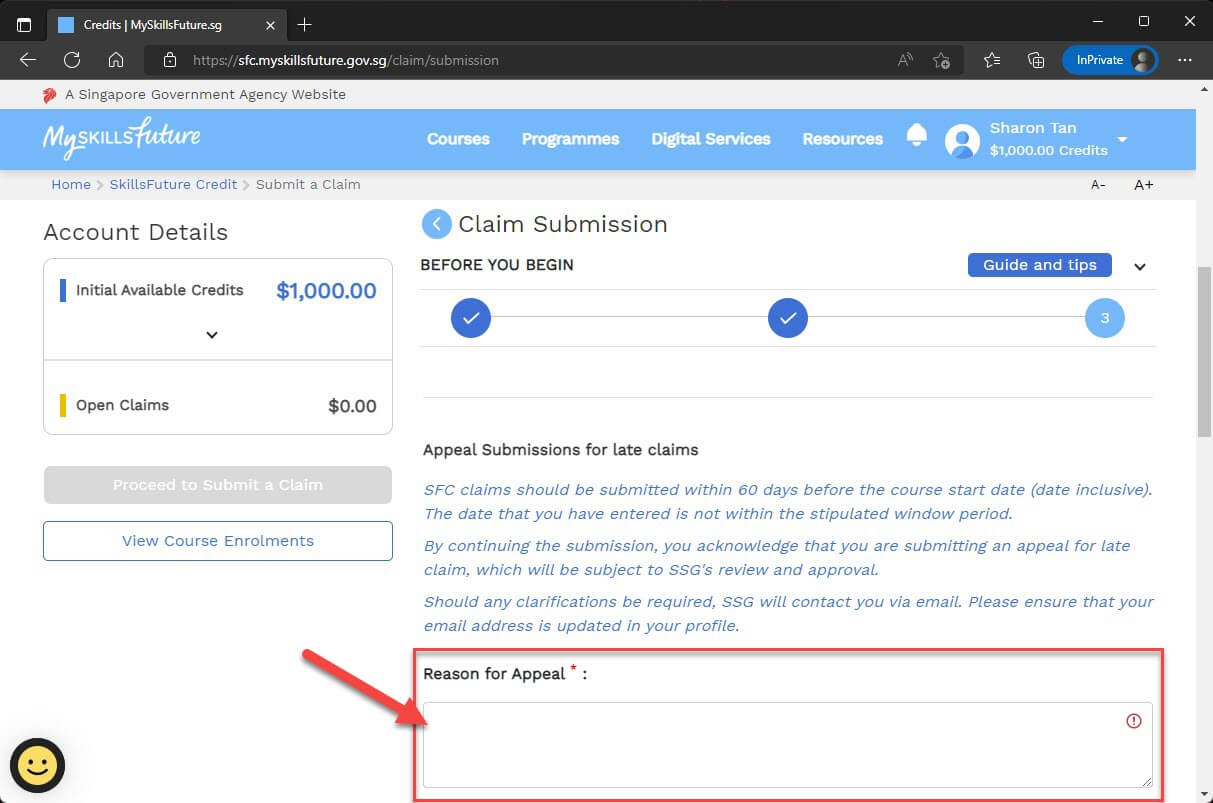 Late SkillsFuture claim appeal