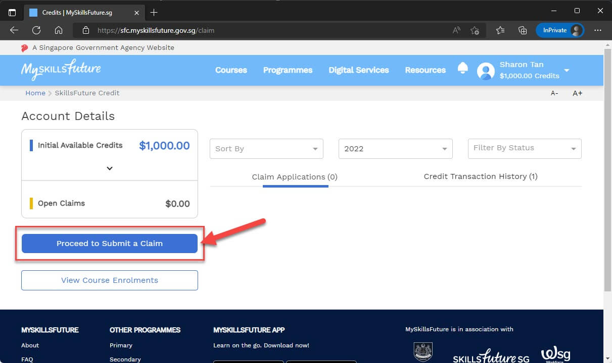 SkillsFuture Credit claim submission