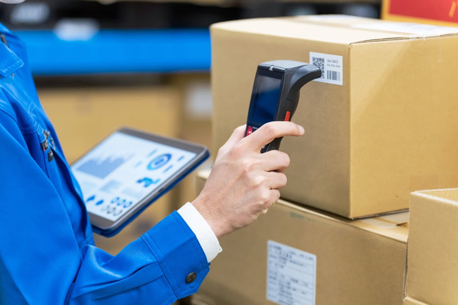 Scanning a barcode in a warehouse