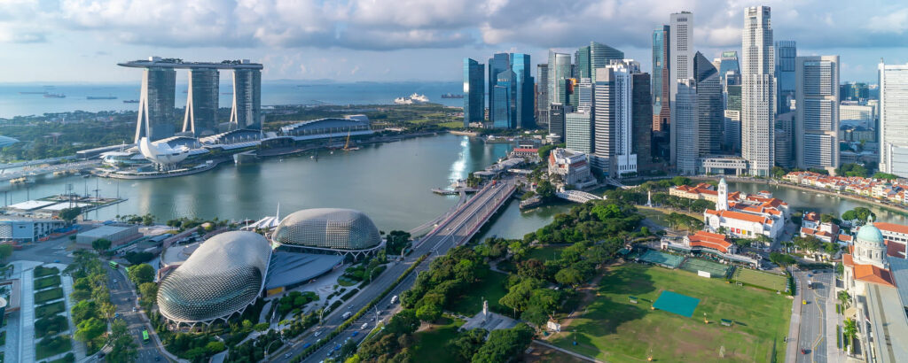 Aerial view of the Singapore city skyline