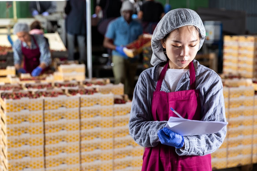 Quality inspection at a food packing plant