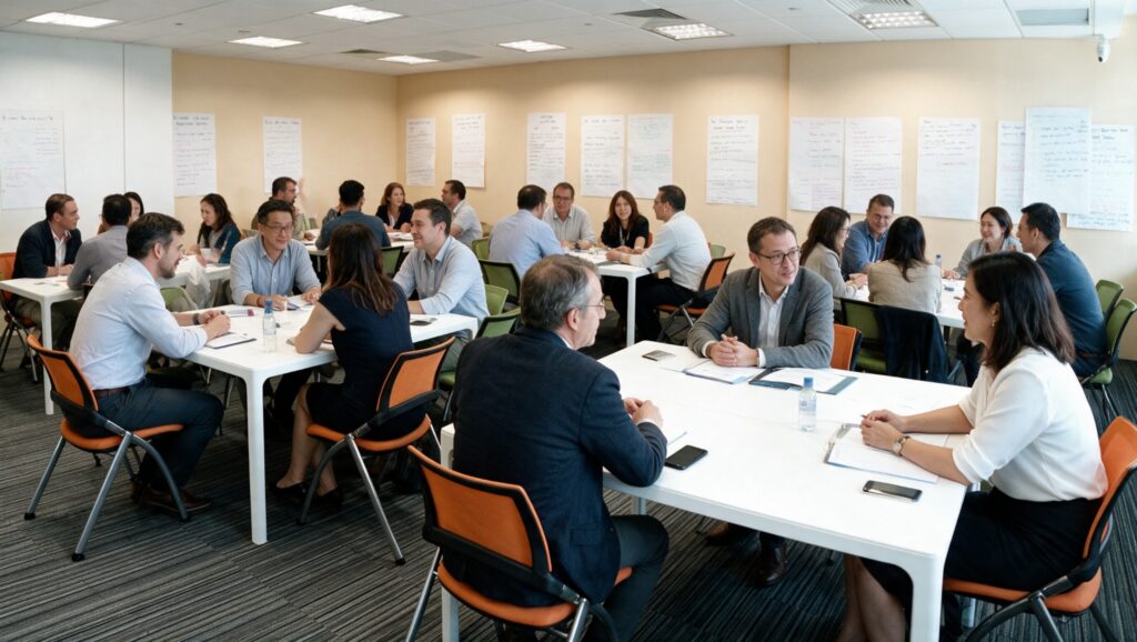 Breakout group discussions during a workshop